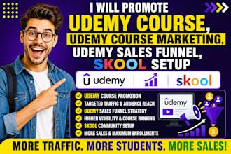 setup skool, promote udemy course, udemy course marketing, sales funnel