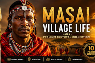 provide 10 premium maasai village life cultural artwork