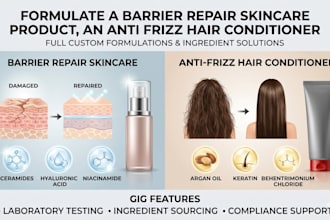 formulate a barrier repair skincare product, an anti frizz hair conditioner