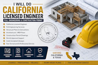 do california licensed engineer, full engineering permit construction permit tx