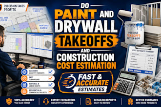do paint and drywall takeoffs and construction cost estimation