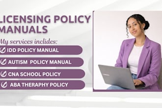 write texas idd, aba therapy, autism providers, adp and cna school policy manual