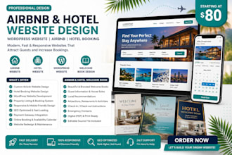 design airbnb website, hotel booking wordpress website and airbnb welcome book