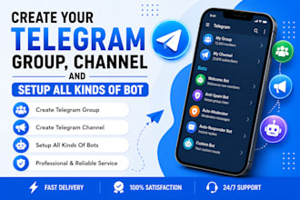 create your telegram group, channel and setup professional telegram bots