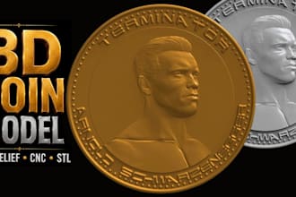 sculpt custom 3d coin model bas relief cnc challenge coin pendant medallion stl
