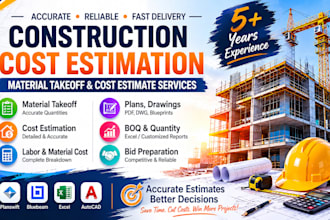 do construction cost estimation, material takeoff and cost estimate services