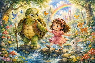 illustrate whimsical watercolor children storybook