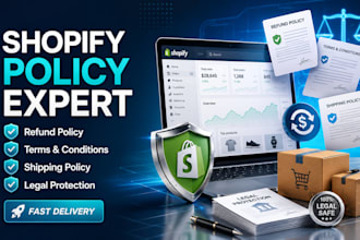 write shopify refund policy terms and conditions and shipping policy