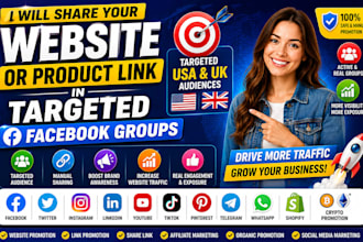 share your website or product link in targeted facebook groups