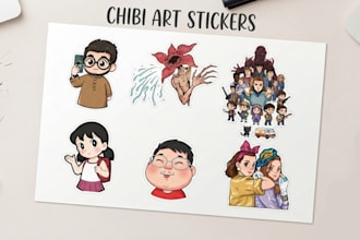 design chibi art style stickers