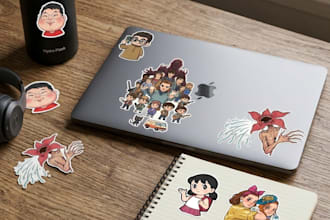 design chibi art style stickers
