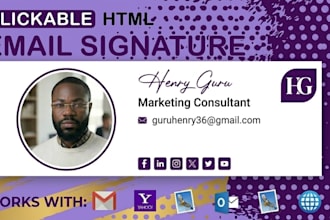 design business HTML email signature with clickable contact details