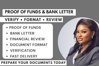 create proof of funds letter, bank style letter and financial verification