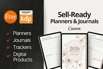 design editable canva planners, journals and workbooks