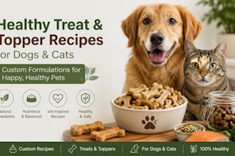 design healthy dog and cat snack and topper formulations