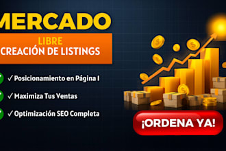 crear listados de productos optimizados para mercado libre y realizar SEO para