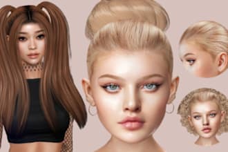 create quality real time 3d avarter second life mesh hair with bento rigging