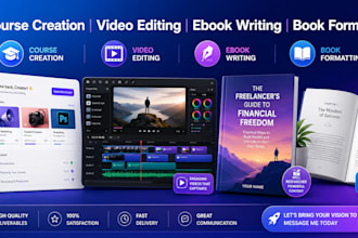 create interactive course content, video editing, book formatting, ebook writer