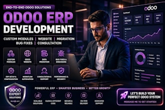 develop odoo erp, custom modules, website migration, bug fixes and consultation