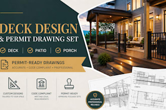 do deck design, deck, patio, porch permit drawing sets for city approval