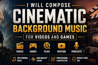 compose cinematic background music for videos and games