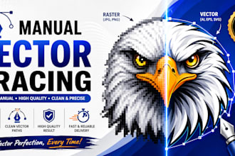 manual vector tracing  vectorize image convert logo  into jpeg ai eps, svg png