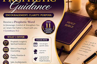 give you a prophetic word from jesus and faith based prophetic counseling