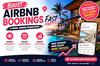 do 4 weeks airbnb listing promotion for more bookings and boost monthly revenue