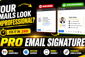 design a professional HTML email signature for gmail, outlook, and apple mail