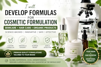 develop formulas for cosmetic formulation, skin care, hair care, organic product