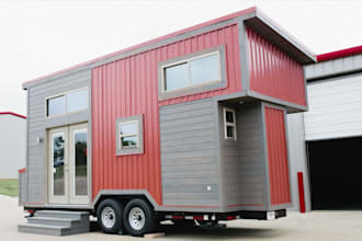 affordable house 2d 3d concept, low cost modular container, wheel tiny home