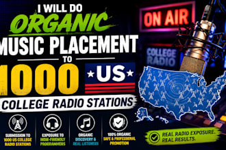 do organic music placement to 1000 US college radio stations