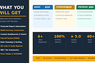 create excel reports and business analytics