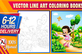 create custom vector line art coloring book pages for KDP