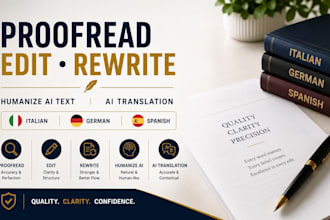 proofread edit rewrite humanize ai text ai translation in italian german spanish