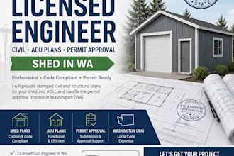 licensed engineenr,civil and adu plan,permit approval shed in wa