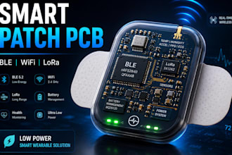 design low power smart patch pcb with ble wifi or lora wireless for embedded iot