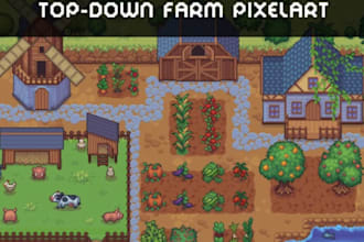do custom pixel art tileset, 2d top down tilemap, props, rpg, indie game assets