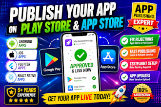 publish app and fix rejected android ios apps for google play and app store