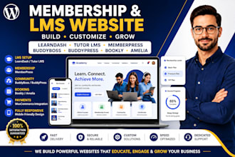 setup wordpress lms membership website learndash tutor lms memberpress buddyboss