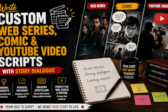 write custom web series comic and youtube video scripts with story dialogue