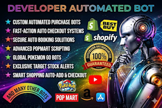 build custom auto purchase bot auto checkout bot walmart, pokemon bot target bot