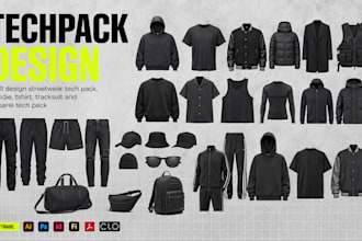 design streetwear tech pack hoodie tshirt tracksuit and apparel tech pack