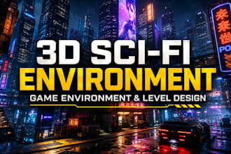 build modular 3d sci fi game environment cyberpunk city for unreal engine