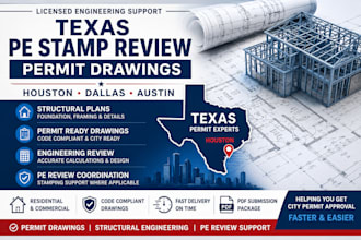 provide texas pe stamp review, permit drawings and structural engineering plans