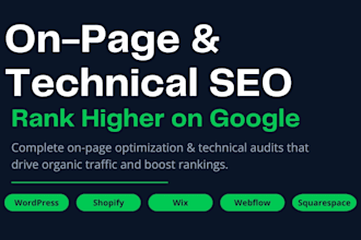 do on page technical SEO optimization for wordpress, shopify, wix or webflow