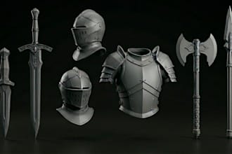 create 3d weapon sword armor and cosplay assets for games