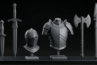 create 3d weapon sword armor and cosplay assets for games and animation