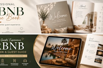 design a professional airbnb welcome book and guest guide in canva