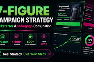 provide kickstarter or indiegogo strategy consultation from USD 735m experience